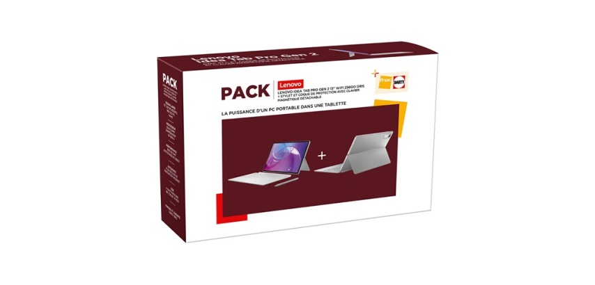 Tablette tactile Lenovo Pack Idea Tab Pro Gen 2 13'' 256 Go Gris Nuage + Stylet Tab + Coque de protection avec Clavier Folio Lenovo maqnétique détachable