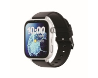 Montre connectée Savefamily GPS enfant SaveWatch Plus 2 Boitier argent avec bracelet silicone noir + Carte SIM française