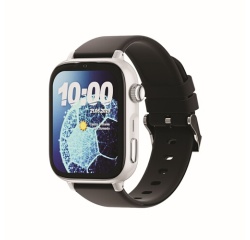 Montre connectée Savefamily enfant SaveWatch Plus 2 GPS 49 mm Boitier argent avec bracelet silicone noir