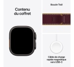 Apple watch Apple Watch Ultra 4 GPS + Cellular 49 mm Boîtier en titane Noir avec Boucle Trail Bordeaux - M/L
