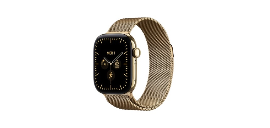 Apple watch Apple Watch Series 12 GPS + Cellular 42 mm Boîtier en titane Or radieux avec Boucle milanaise Or radieux