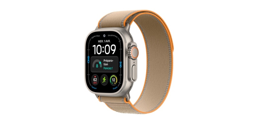 Apple watch Apple Watch Ultra 4 GPS + Cellular 49 mm Boîtier en titane Naturel avec Boucle Trail Sable - S/M