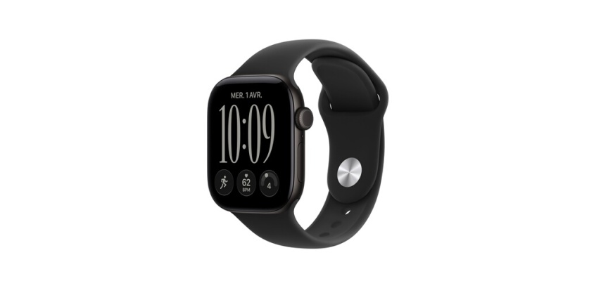 Apple watch Apple Watch Series 12 GPS 42 mm Boîtier en aluminium Noir avec Bracelet Sport Noir - M/L