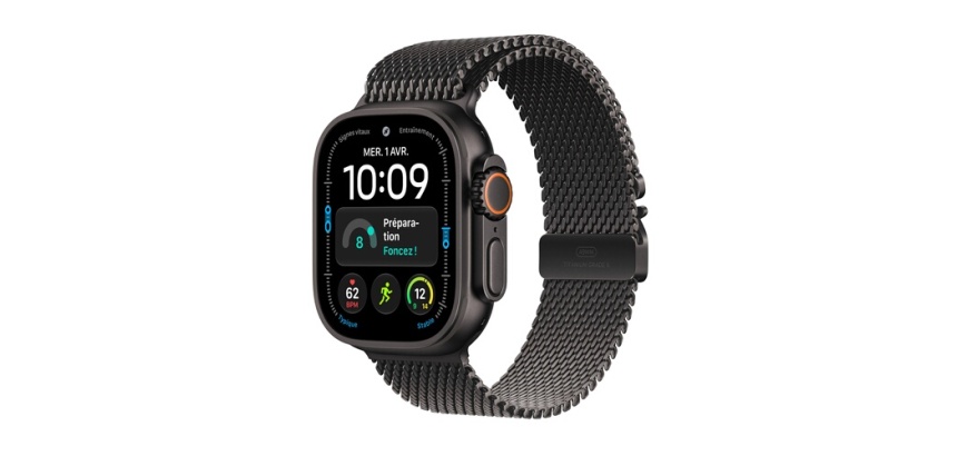 Apple watch Apple Watch Ultra 4 GPS + Cellular 49 mm Boîtier en titane Noir avec Boucle milanaise en titane Noir - L
