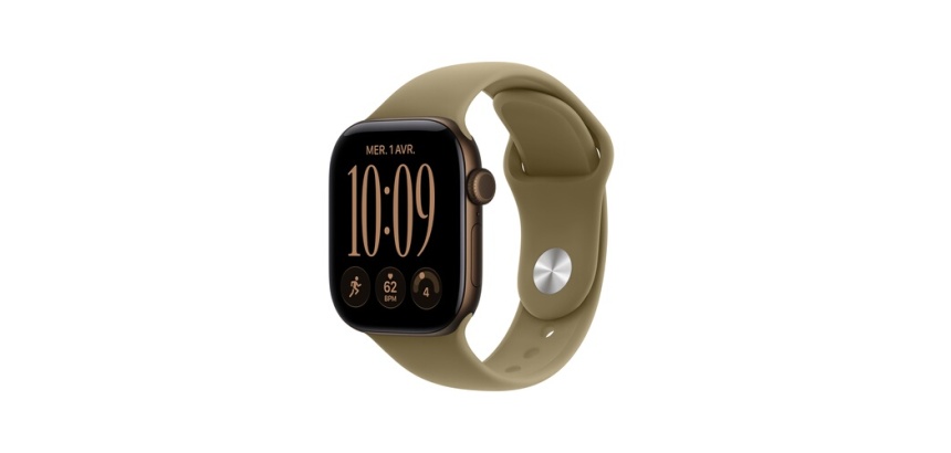Apple watch Apple Watch Series 12 GPS 46 mm Boîtier en aluminium Bronze foncé avec Bracelet Sport Olive - S/M