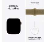 Apple watch Apple Watch Series 12 GPS 46 mm Boîtier en aluminium Bronze foncé avec Bracelet Sport Olive - S/M
