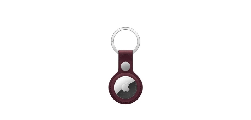 Balise connectée Apple Porte-clés en tissage fin Bordeaux pour AirTag
