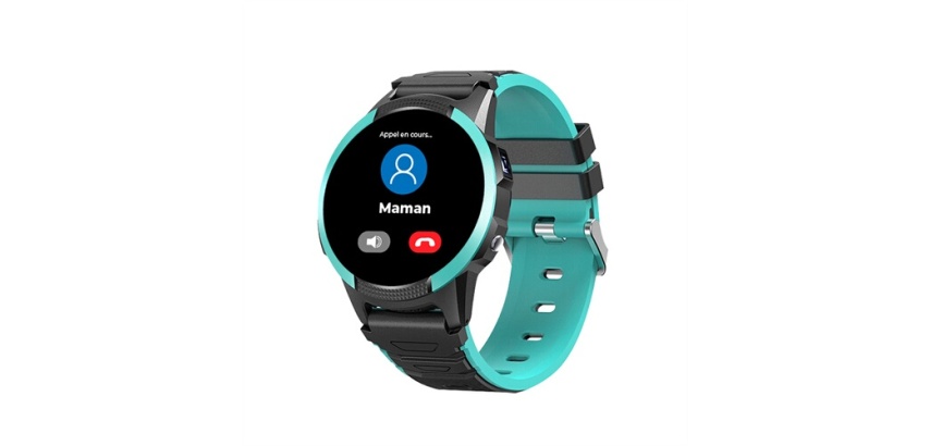 Montre connectée Savefamily GPS enfant Slim avec bracelet noir et vert + Carte SIM française
