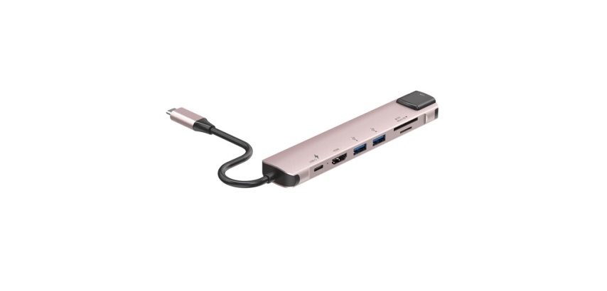 Hub USB Accsup 7-en-1 Rose poudré