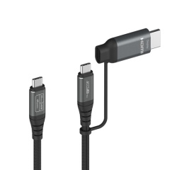 Chargeur et câble d'alimentation PC Accsup Pro 2 en 1 USC Type B/USB Type C et USB Type C/HDMI Noir