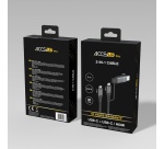 Chargeur et câble d'alimentation PC Accsup Pro 2 en 1 USC Type B/USB Type C et USB Type C/HDMI Noir