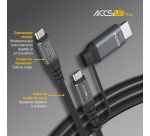 Chargeur et câble d'alimentation PC Accsup Pro 2 en 1 USC Type B/USB Type C et USB Type C/HDMI Noir
