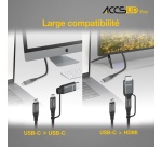 Chargeur et câble d'alimentation PC Accsup Pro 2 en 1 USC Type B/USB Type C et USB Type C/HDMI Noir