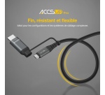 Chargeur et câble d'alimentation PC Accsup Pro 2 en 1 USC Type B/USB Type C et USB Type C/HDMI Noir