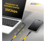 Chargeur et câble d'alimentation PC Accsup Pro 2 en 1 USC Type B/USB Type C et USB Type C/HDMI Noir