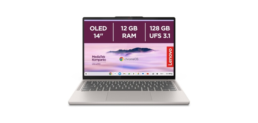 PC portable Lenovo Chromebook 14M9610 14" MediaTek Kompanio Ultra 12 Go RAM 128 Go SSD Beige