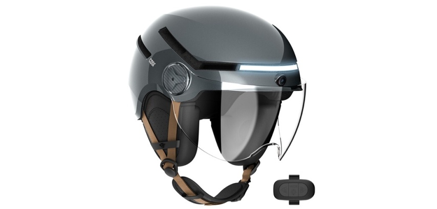 Casque vélo Casr de protection avec caméra Taille L Gris métal