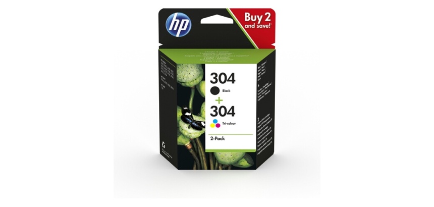 Cartouche d'encre Hp HP 304 Pack de 2 Cartouches d'Encre Noire et Trois Couleurs Authentiques (3JB05AE)