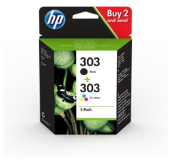 Cartouche d'encre Hp HP 303 Pack de 2 Cartouches d'Encre, Noire et Trois Couleurs, Authentiques (3YM92AE)