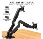 Bras & Pied pour écran Tnb ERGO - Double support mécanique pour moniteur - noir