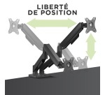 Bras & Pied pour écran Tnb ERGO - Double support mécanique pour moniteur - noir