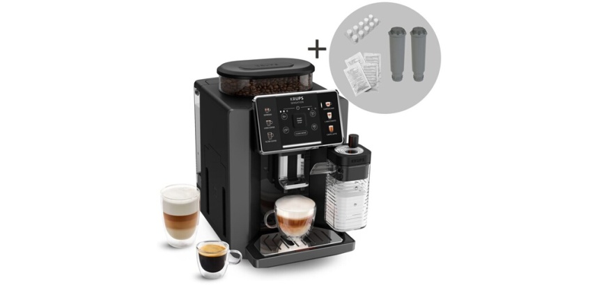 Expresso avec broyeur Krups Sensation Lait EA912HF1 Gris anthracite + kit entretien