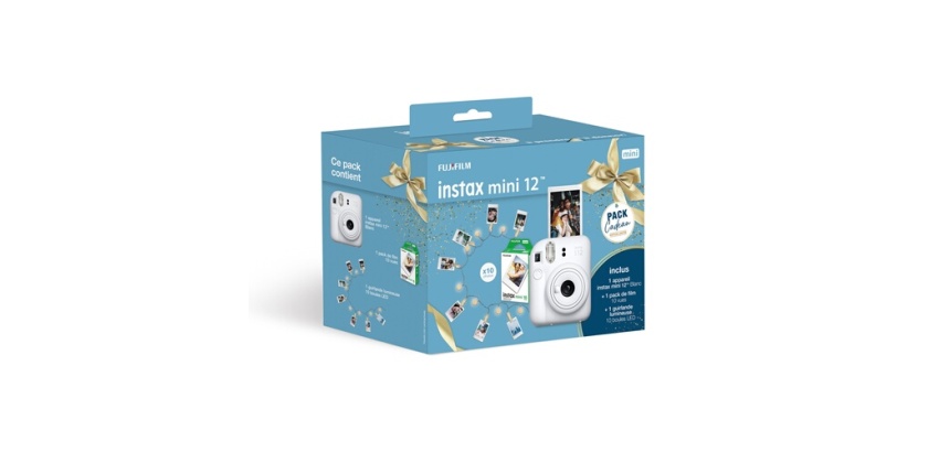 Appareil photo instantané Fujifilm Pack instax mini 12 Blanc + Pack film instax mini 10 vues + Guirlande LED