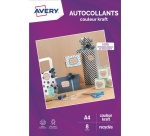 Papier d'impression Avery Dennison 8 autocollants couleur kraft 100% recyclés - A4 - Jet d'encre ou laser