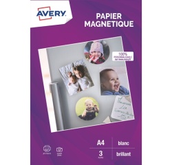 Papier d'impression Avery Dennison 3 feuilles de magnétique brillant qualite photo - A4 - Jet d'encre