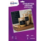 Papier d'impression Avery Dennison 3 Autocollants aspect ardoise - effaçables et repositionnables Format A4