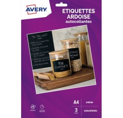 Papier d'impression Avery Dennison 3 Autocollants aspect ardoise - effaçables et repositionnables Format A4