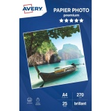 Papier d'impression Avery Dennison PAPIER PHOTO BRILLANT A4 -25 FEUILLES - 270 G/M²