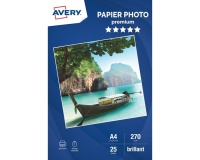 Papier d'impression Avery Dennison PAPIER PHOTO BRILLANT A4 -25 FEUILLES - 270 G/M²