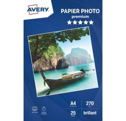 Papier d'impression Avery Dennison PAPIER PHOTO BRILLANT A4 -25 FEUILLES - 270 G/M²