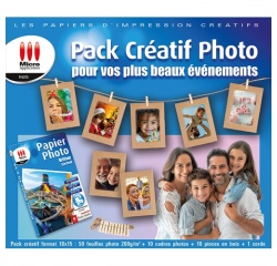 Papier d'impression Micro Appli Pack Créatif photo A3 200g 50 feuilles couleur