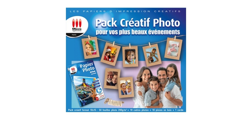 Papier d'impression Micro Appli Pack Créatif photo A3 200g 50 feuilles couleur