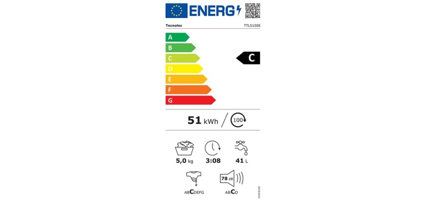 Lave-linge top Tecnolec TTL5100E Blanc