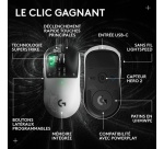 Souris Logitech gaming sans fil G PRO X2 SUPERSTRIKE Blanc et Noir