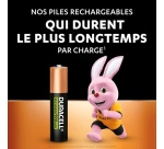 Pile rechargeable Duracell Duracell Rechargeable, lot de 4 piles rechargeables AA 2500mAh