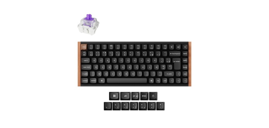 Clavier Keychron gaming avec et sans fil Bluetooth Azerty K2 HE Noir et Bois