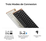 Clavier Keychron gaming avec et sans fil Bluetooth Azerty K2 HE Noir et Bois