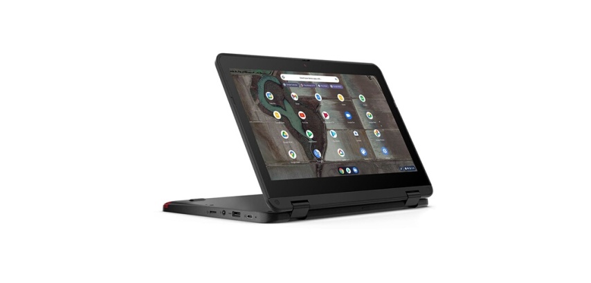 PC portable Lenovo 500e Gen 3 11.6" Ecran tactile Intel Celeron N4500 4 Go RAM 32 Go eMMC Noir Reconditionné
