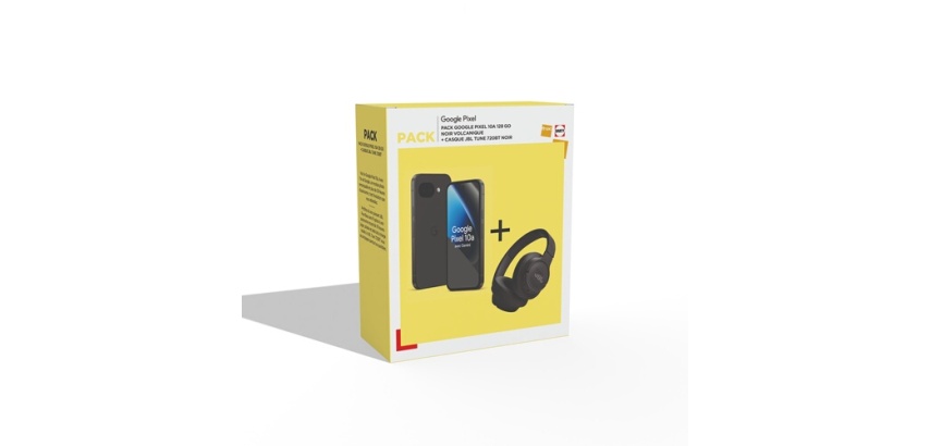 Smartphone Google Pack Pixel 10a 6,3" 5G Double SIM 128 Go Noir volcanique + Casque sans fil Bluetooth JBL Tune 720BT Noir