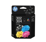 Cartouche d'encre Hp Pack de 2 302 304 Combo Noir pigmenté + Cyan Magenta et Jaune pour AMP 130