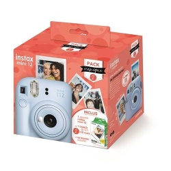 Appareil photo instantané Fujifilm Pack Iconique Instax Mini 12 Bleu + Film Mini 2x10 vues + Housse