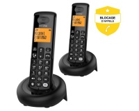 Téléphone sans fil Alcatel Pack Duo E260 Noir avec Repondeur et Fonction Blocage Appels Publicitaires