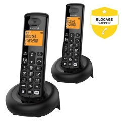 Téléphone sans fil Alcatel Pack Duo E260 Noir avec Repondeur et Fonction Blocage Appels Publicitaires