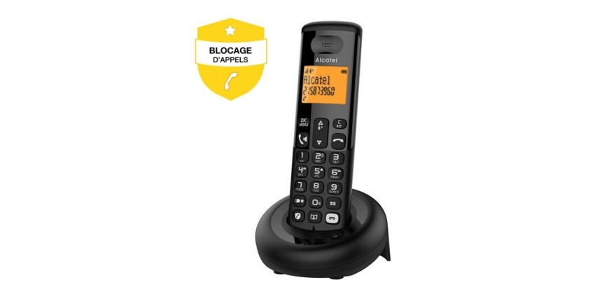 Téléphone sans fil Alcatel Solo E260 Noir avec Repondeur et Fonction Blocage des Appels Publicitaires