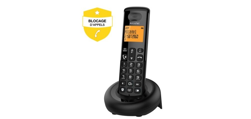 Téléphone sans fil Alcatel Solo E260 Noir avec Fonction Blocage des Appels Publicitaires