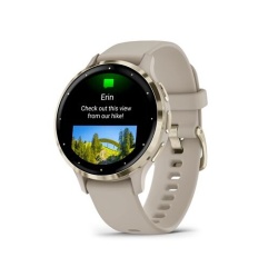 Montre connectée Garmin Venu 3S, Soft Gold avec bracelet lin